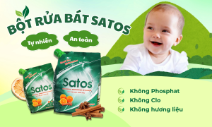 Bột rửa bát satos an toàn cho trẻ em