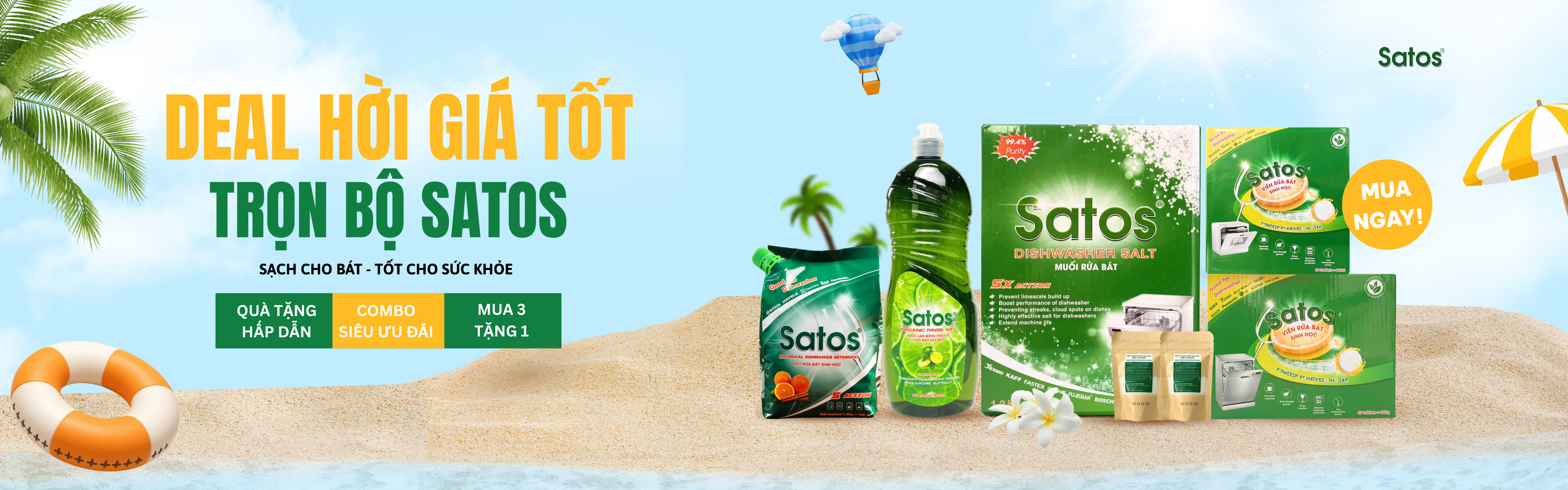 Combo sản phẩm rửa bát sinh học Satos